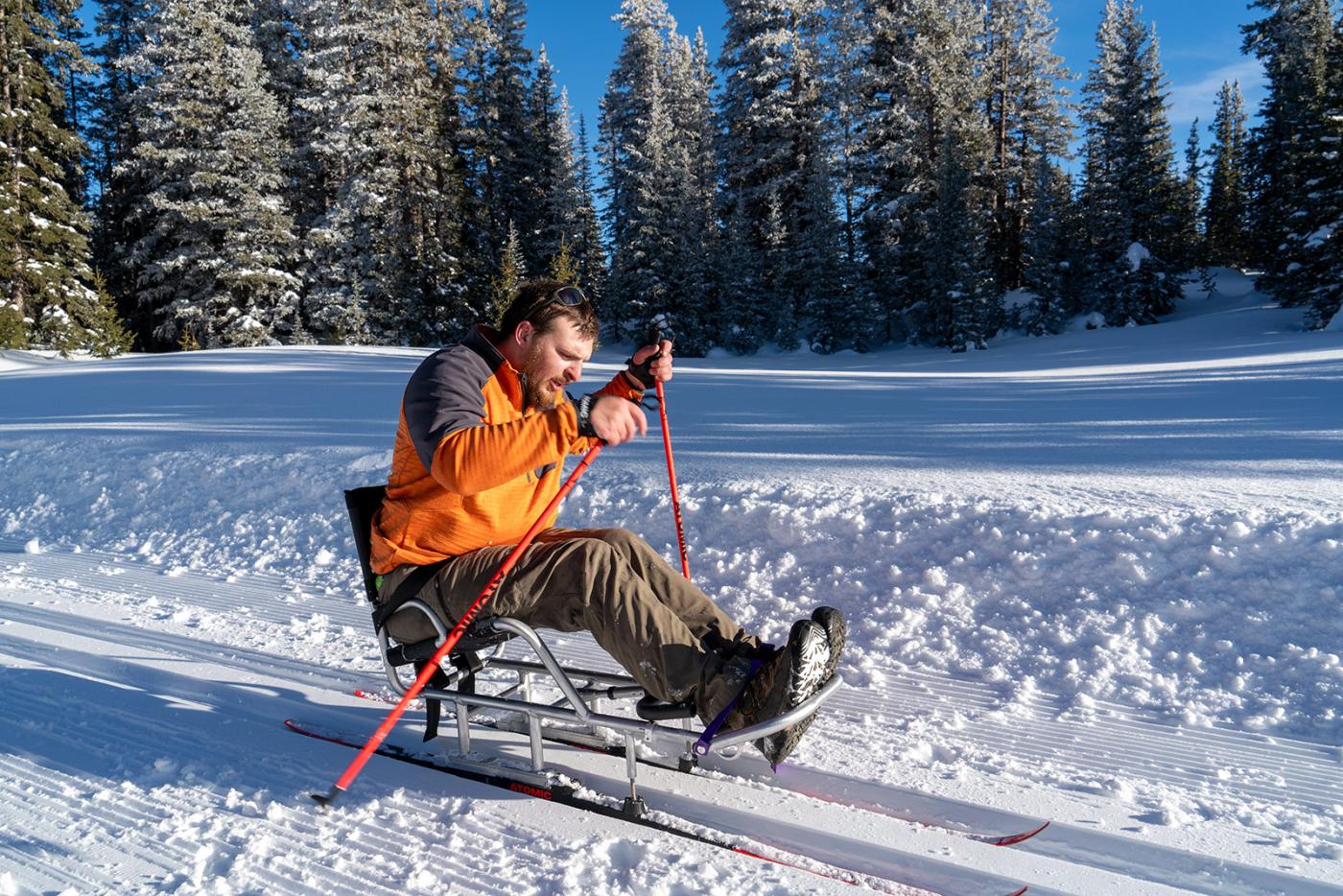 Collin Sallee, a recreations cross country sit skier in Colorado
